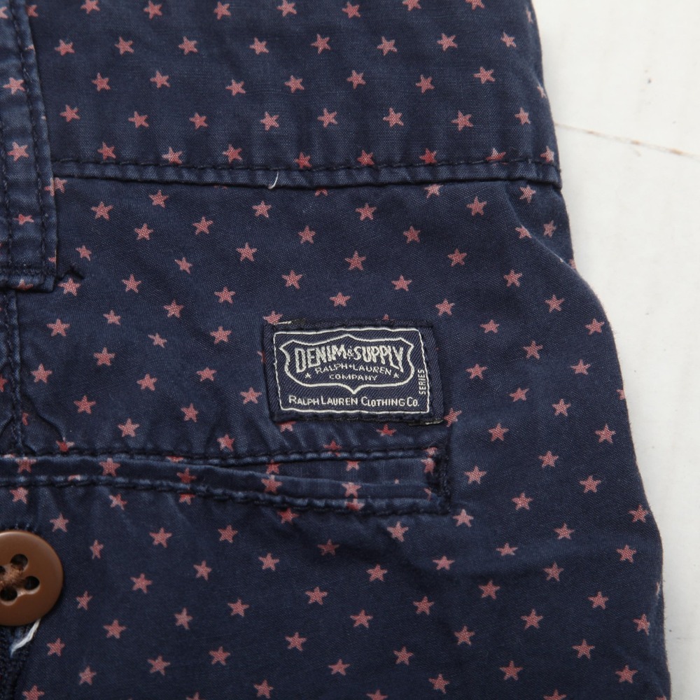 Denim & Supply Ralph Lauren Shorts Mens 38 Blue Star Print Chino Cotton Casual - Picture 3 of 10
